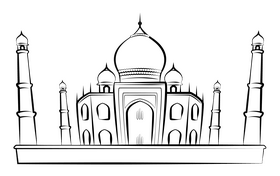 Taj mahal black and white clipart