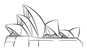 Sydney opera black and white clipart