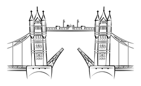Tower bridge black and white clipart