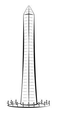 Washington monument black and white clipart