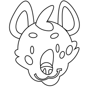 Cartoon hyena head black and white clipart