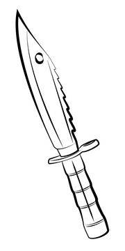 Combat knife black and white clipart