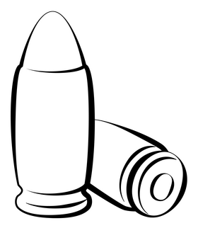 Handgun bullets black and white clipart