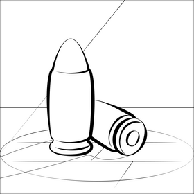 Handgun bullets black and white vector