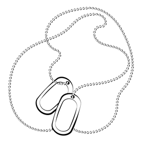 Dog tags black and white clipart