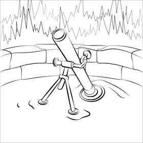 Mortar launcher black and white vector