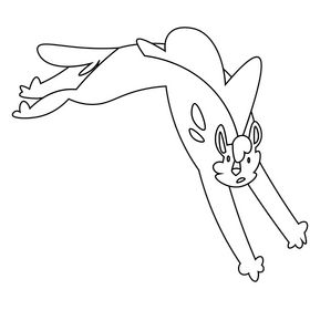 Hyena jumping black and white clipart