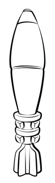 Mortar bomb black and white clipart