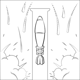 Mortar bomb black and white vector