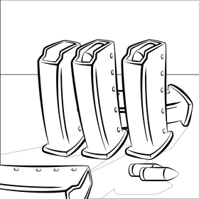 Pistol magazine black and white vector