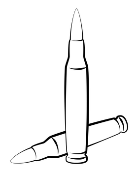 Rifle bullets black and white clipart