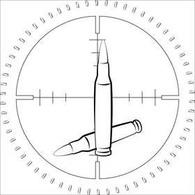 Rifle bullets black and white vector
