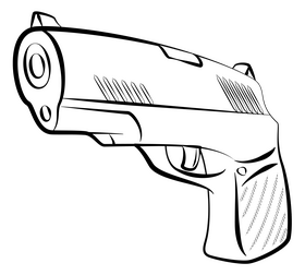 Pistol black and white clipart