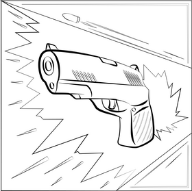 Pistol black and white vector