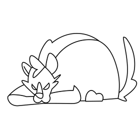 Hyena lying cartoon drawing black and white clipart