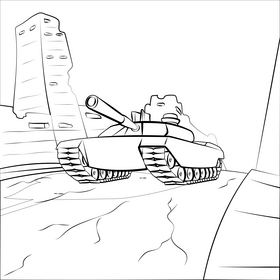 Tank black and white vector