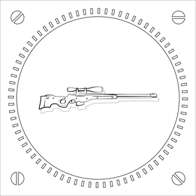 Sniper rifle black and white vector