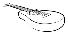 Acoustic guitar black and white clipart
