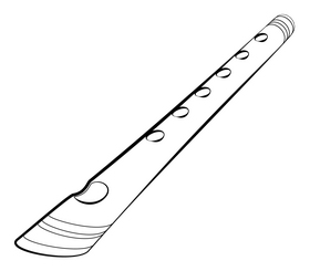 Bamboo flute black and white clipart