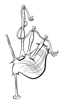 Bagpipes black and white clipart