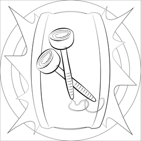 Bass drum sticks black and white vector