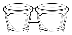 Bongo drums black and white clipart