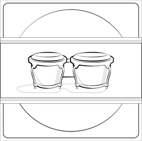Bongo drums black and white vector
