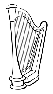 Harp black and white clipart