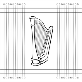 Harp black and white vector