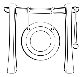 Gong black and white clipart