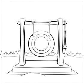Gong black and white vector