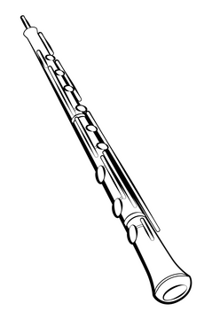 Oboe black and white clipart