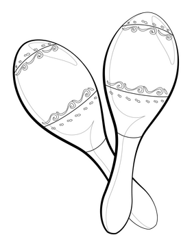 Maracas black and white clipart