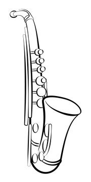 Saxophone black and white clipart
