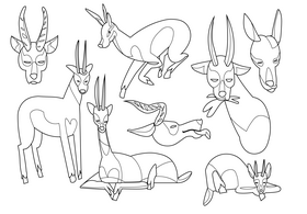 Impala cartoon set black and white vector