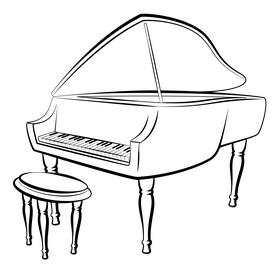 Piano black and white clipart