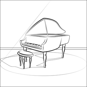 Piano black and white vector