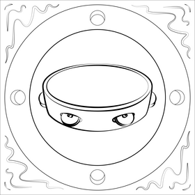 Tambourine black and white vector
