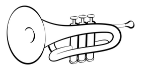 Trumpet black and white clipart