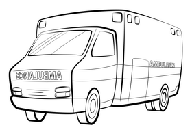 Ambulance front cartoon drawing black and white clipart