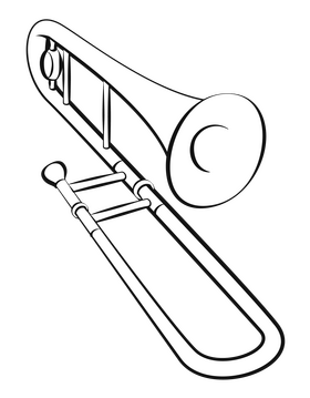 Trumpet black and white clipart