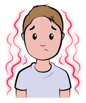 Cartoon boy with fever clipart