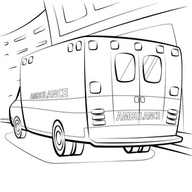 Ambulance cartoon black and white vector