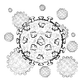 Coronavirus, covid 19 black and white vector