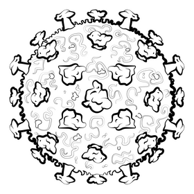 Coronavirus, covid 19 drawing black and white clipart