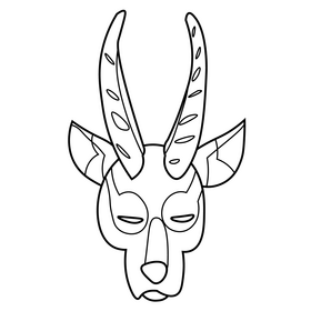 Impala face black and white clipart