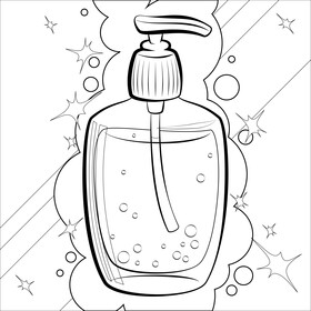 Hand sanitizer cartoon black and white vector
