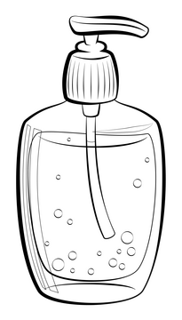 Hand sanitizer cartoon drawing black and white clipart