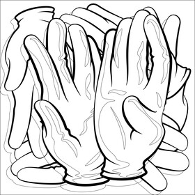 Medical gloves cartoon black and white vector