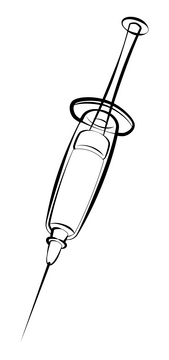 Syringe cartoon drawing black and white clipart